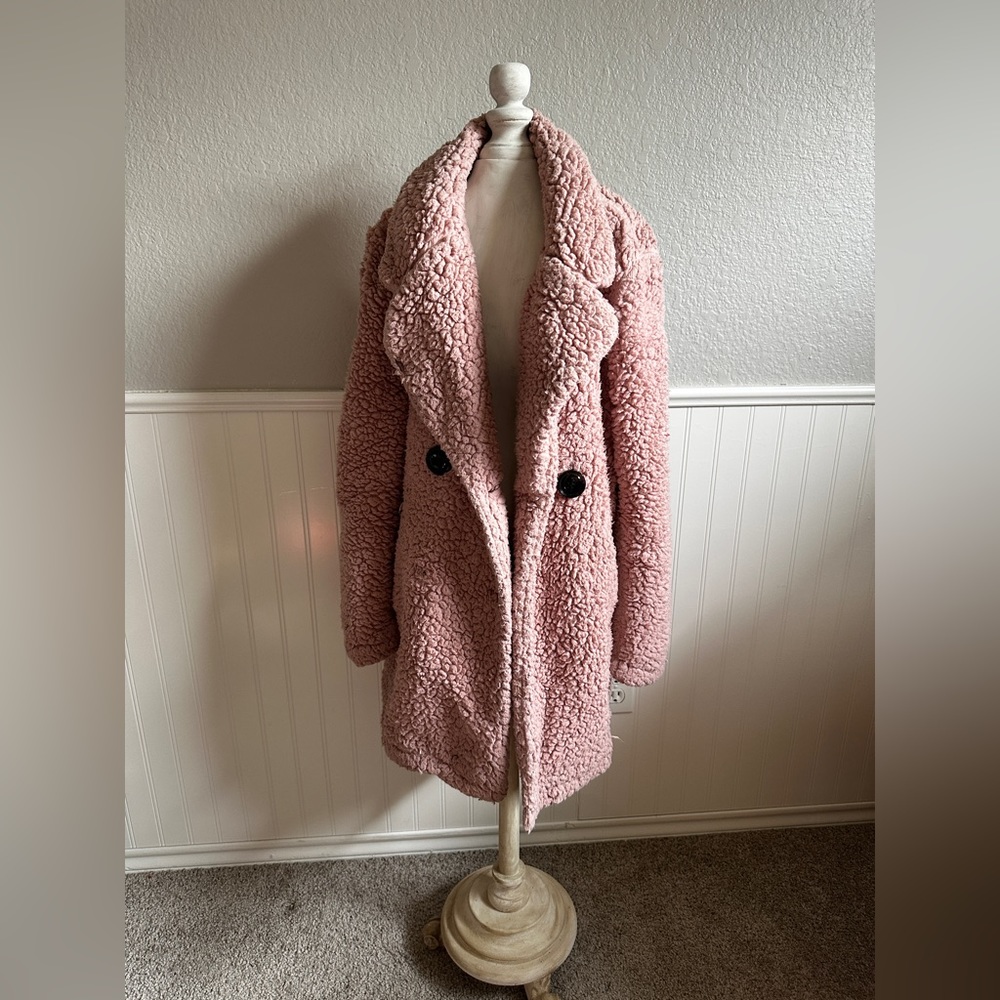 Pink Teddy Coat Size Small